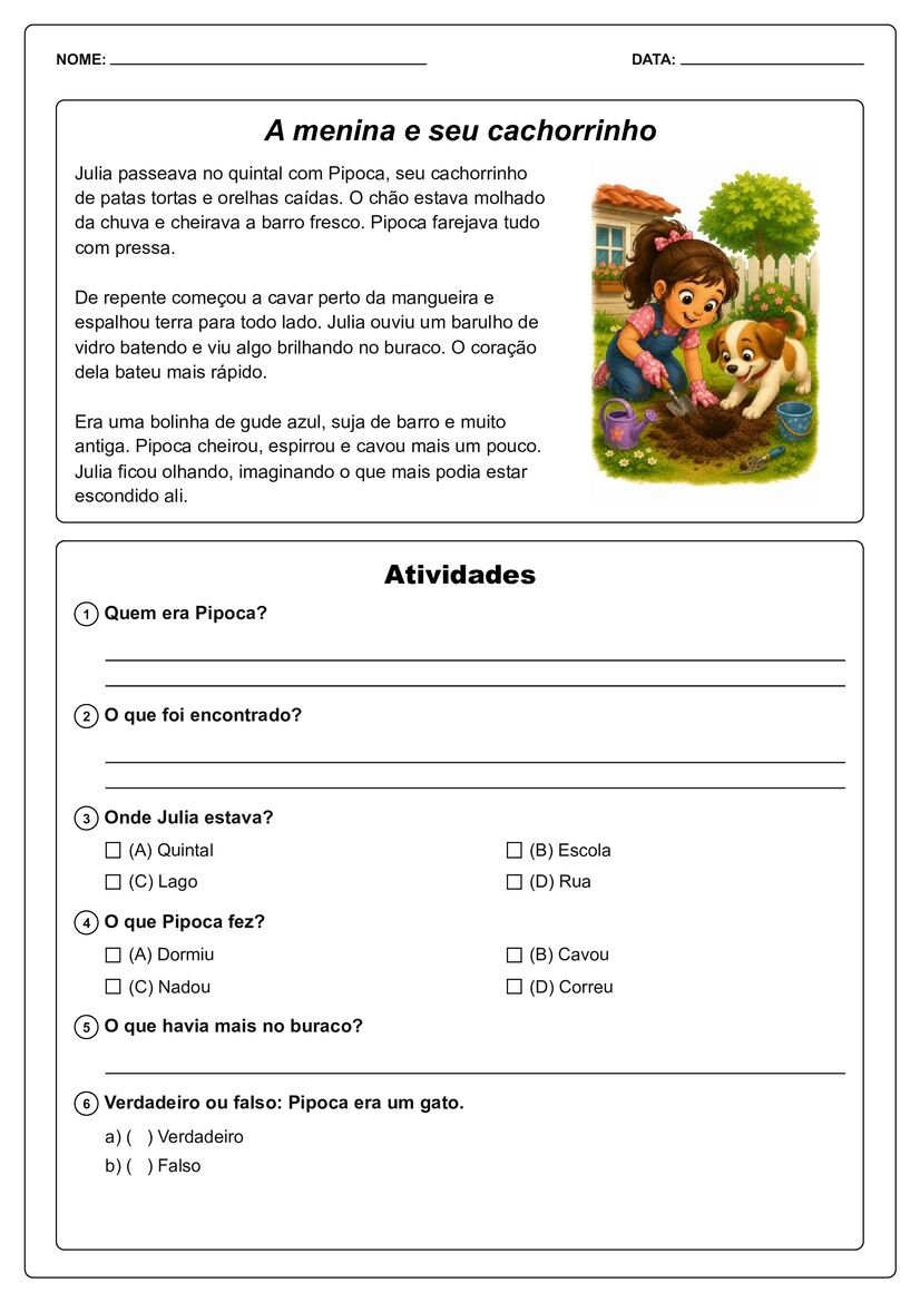 Pequenos textos ilustrados com interpretação ensino fundamental página 7